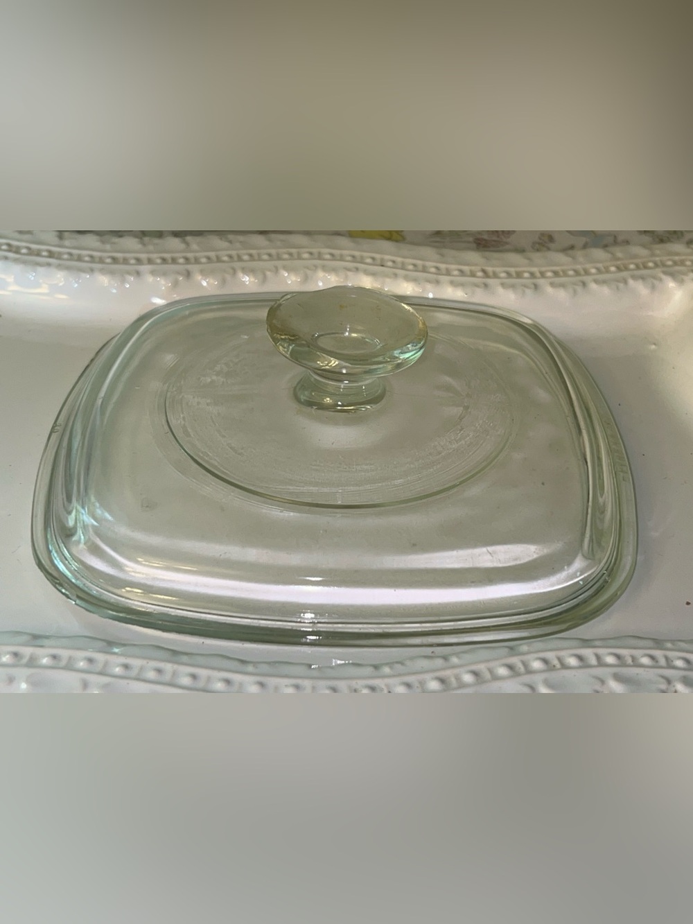 Pyrex Clear Glass Replacement Lid Vintage Square 6in Inner Rim 7 In Outer Rim